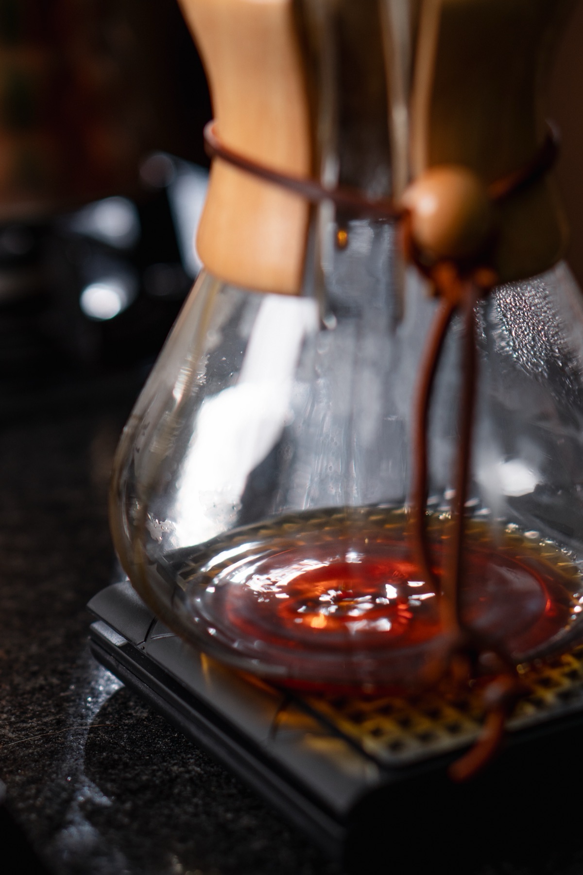 Café coado na Chemex